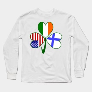 Finland Ireland USA Shamrock Flags Long Sleeve T-Shirt